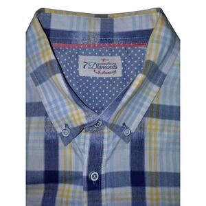 7 diamonds mens shirt Button Up Short Sleeve Size Large Classic Fit Front Pocket